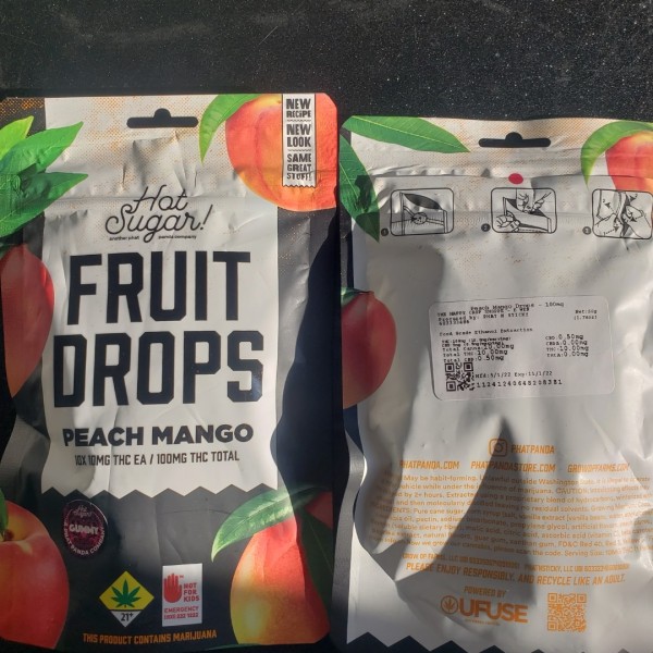 100mg 10pc THC Gummy Fruit Drops "Mango Peach"